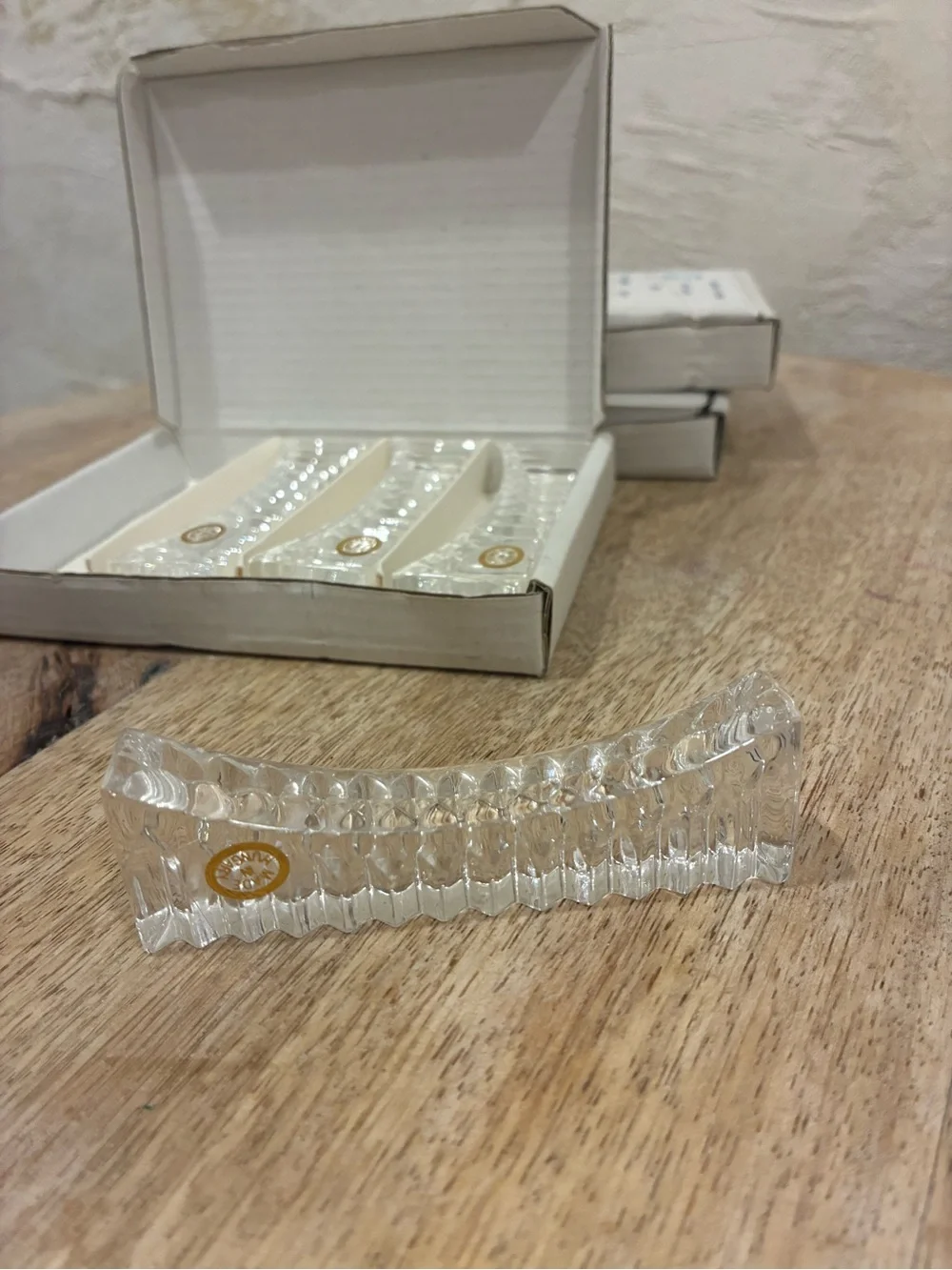 Set of 12 Vintage Glass Knife Rest Serving Display Made in Hungary